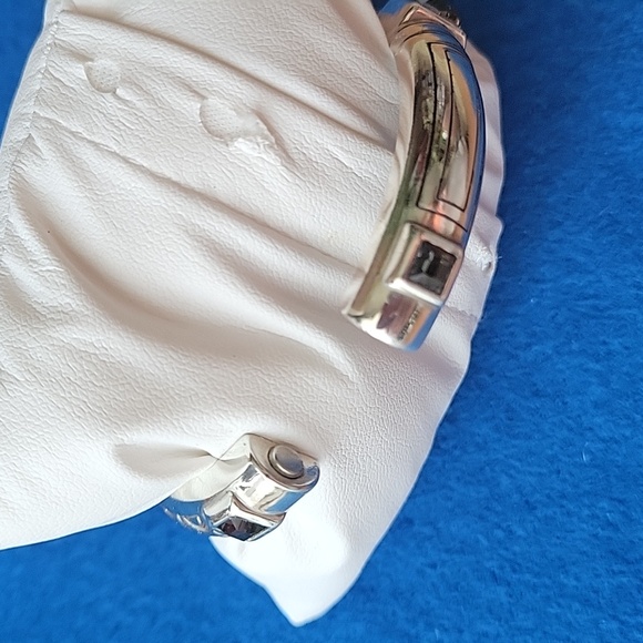 Brighton's silver, hinged bangle bracelet with crystals. - Picture 5 of 6